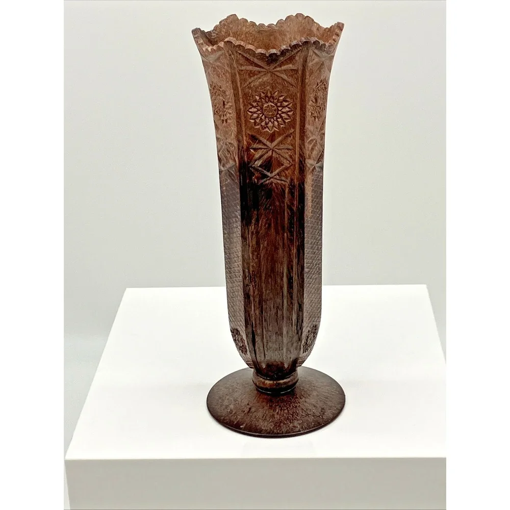 Vtg. Regaline Vase Sunburst Starburst Cross Hatch Flower‎ USA MCM Grannycore